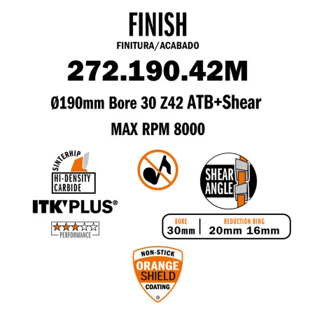 Пильний диск по дереву CMT 190x30x42 для поперечного різу (272.190.42M)