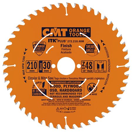 Пильний диск по дереву CMT 210x30x48 для поперечного різу (272.210.48M)