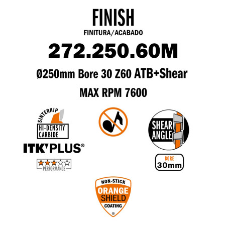 Пильний диск CMT 250x30x60 по дереву для поперечного різу (272.250.60M)