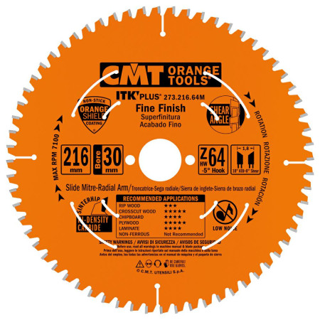 Пильний диск CMT 216x30x64 по дереву для чистого різу (273.216.64M)