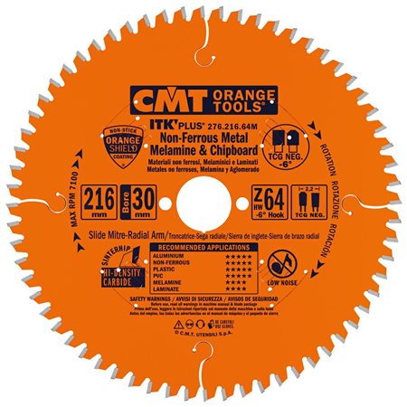 Пильний диск CMT 216x30x64 для алюмінію та кольорових металів (276.216.64M)