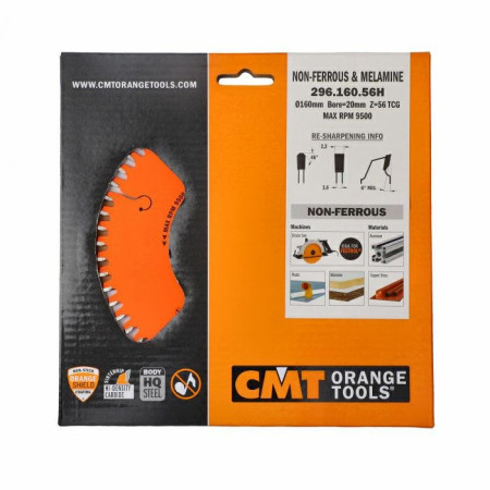 Пильний диск CMT 160x20x56Z по алюмінію та пластику (296.160.56H)