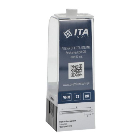 Фреза спіральна по пластику ITA TOOLS Z1 D4 I12 L60 S6 (ST01.04.012.060.06RE)