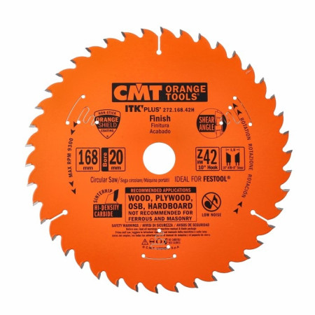 Пильний диск по дереву з тонким пропилом CMT 168х20х42 (272.168.42H)