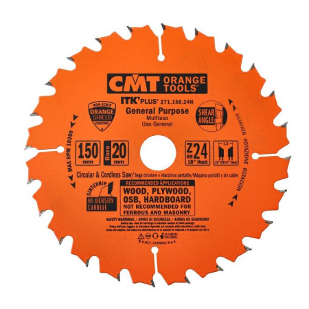 Пильний диск по дереву з тонким пропилом CMT 150х20х24 (271.150.24H)