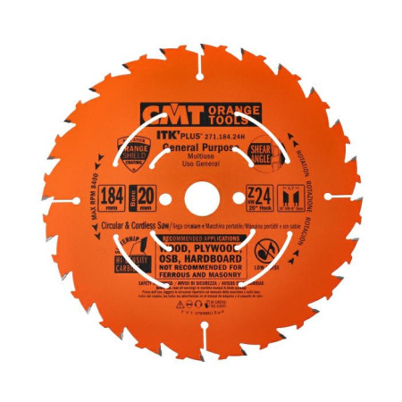 Пильний диск по дереву з тонким пропилом CMT 184х20х24 (271.184.24H)