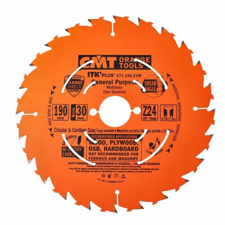 Пильний диск по дереву з тонким пропилом CMT 190х30х24 (271.190.24M)