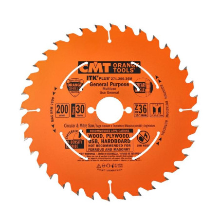 Пильний диск по дереву з тонким пропилом CMT 200х30х36 (271.200.36M)