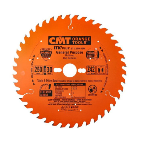 Пильний диск по дереву з тонким пропилом CMT 250х30х42 (271.250.42M)