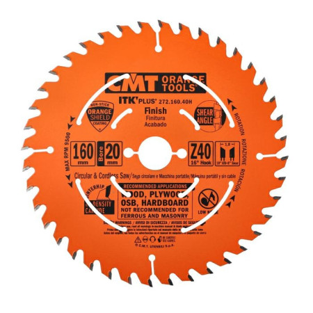 Пильний диск по дереву з тонким пропилом CMT 160х20х40 (272.160.40H)