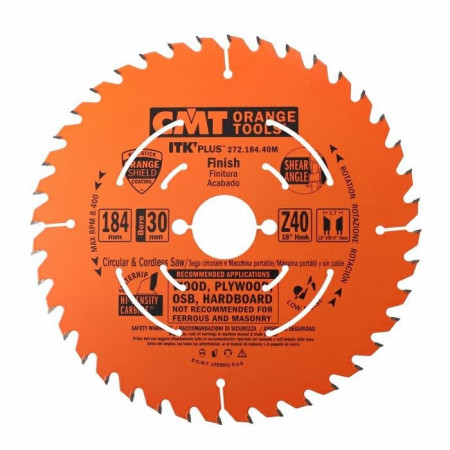 Пильний диск по дереву з тонким пропилом CMT 184х30х40 (272.184.40M)