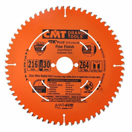Пильний диск по дереву з тонким пропилом CMT 216х30х64 (273.216.64M)