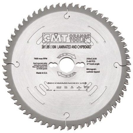 Пильний диск для форматно-розкрійного верстата по ДСП та ламінату CMT 300х30х72 XTREME з негативним кутом (281.073.12M)