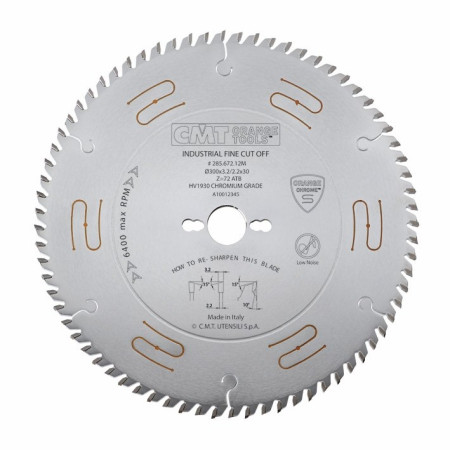 Пильний диск по дереву CMT 300х30х72 ORANGE CHROME® - поперечний різ (285.672.12M)