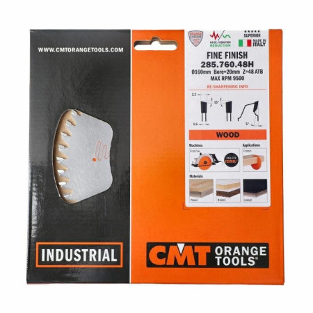 Пильний диск по дереву CMT 190х20х48 ORANGE CHROME® - поперечний різ (285.790.48FF)