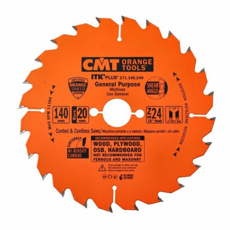 Пильний диск по дереву з тонким пропилом CMT 140х20х24 (271.140.24H)