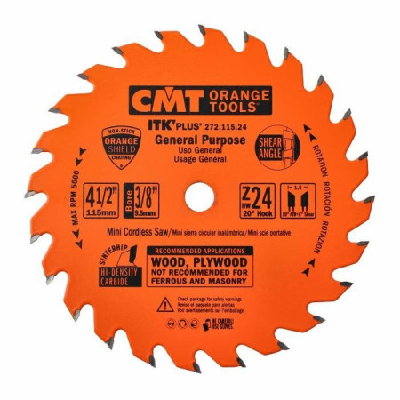 Пильний диск по дереву з тонким пропилом CMT 115х9,5х24 (272.115.24)