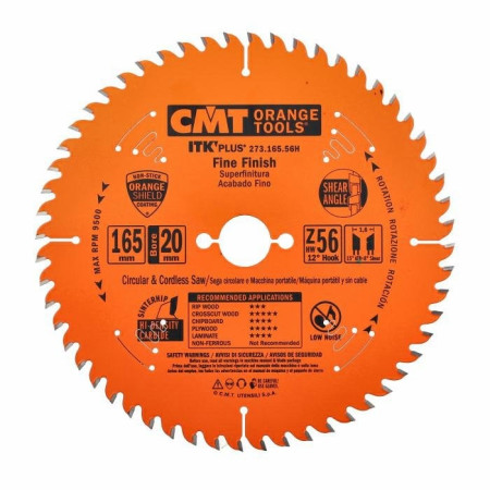 Пильний диск по дереву з тонким пропилом CMT 165х20х56 (273.165.56H)