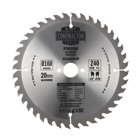 Пильний диск по дереву CMT 160х20х24 K CONTRACTOR® (K16024H)