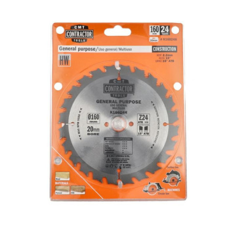Пильний диск по дереву CMT 160х20х24 K CONTRACTOR® (K16024H)