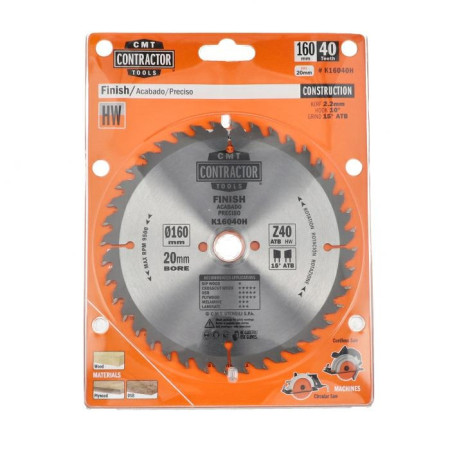 Пильний диск по дереву CMT 160х20х40 K CONTRACTOR® (K16040H)