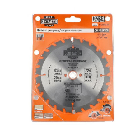 Пильний диск по дереву CMT 165х20х24 K CONTRACTOR® (K16524H)