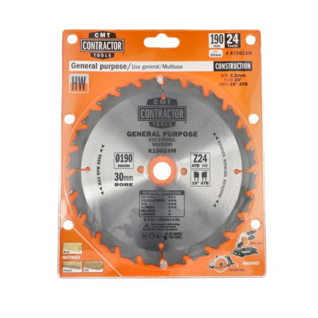 Пильний диск по дереву CMT 190х30х24 K CONTRACTOR® (K19024M)