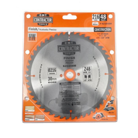 Пильний диск по дереву CMT 216х30х48 K CONTRACTOR® (K21648M)