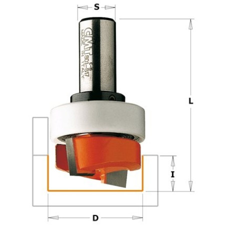 Фреза пазова для петель CMT D16 I19 L54 S8 з верхнім підшипником (901.160.11B)
