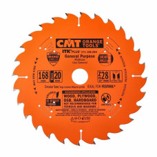 Пильний диск по дереву з тонким пропилом CMT 168х20х28 (271.168.28H)
